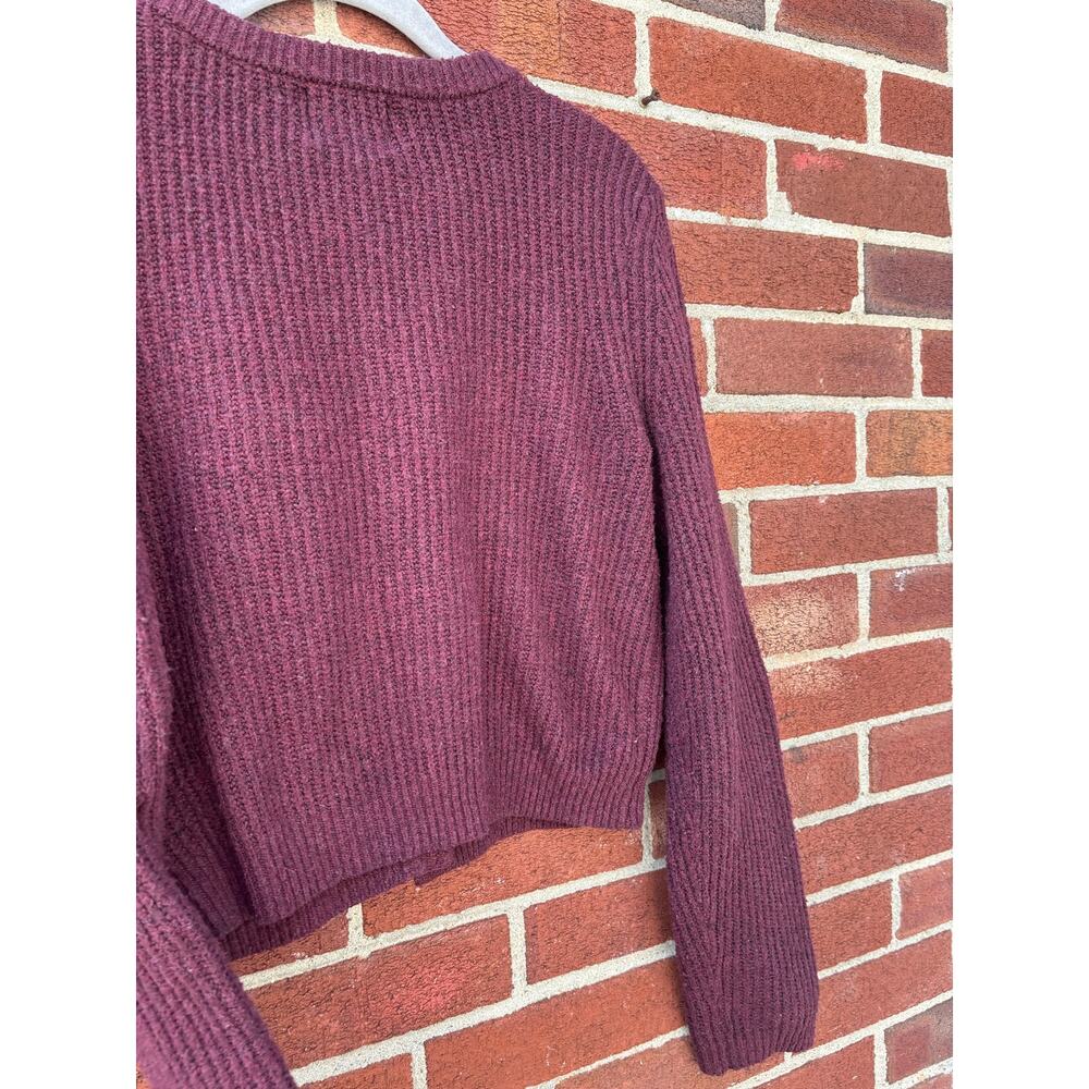 Pink Rose Womens Cropped Cardigan Sweater Size Small Purple Button Front Knit - Picture 8 of 8